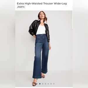 TALL Size Extra High-Waisted Trouser Wide-Leg Jeans